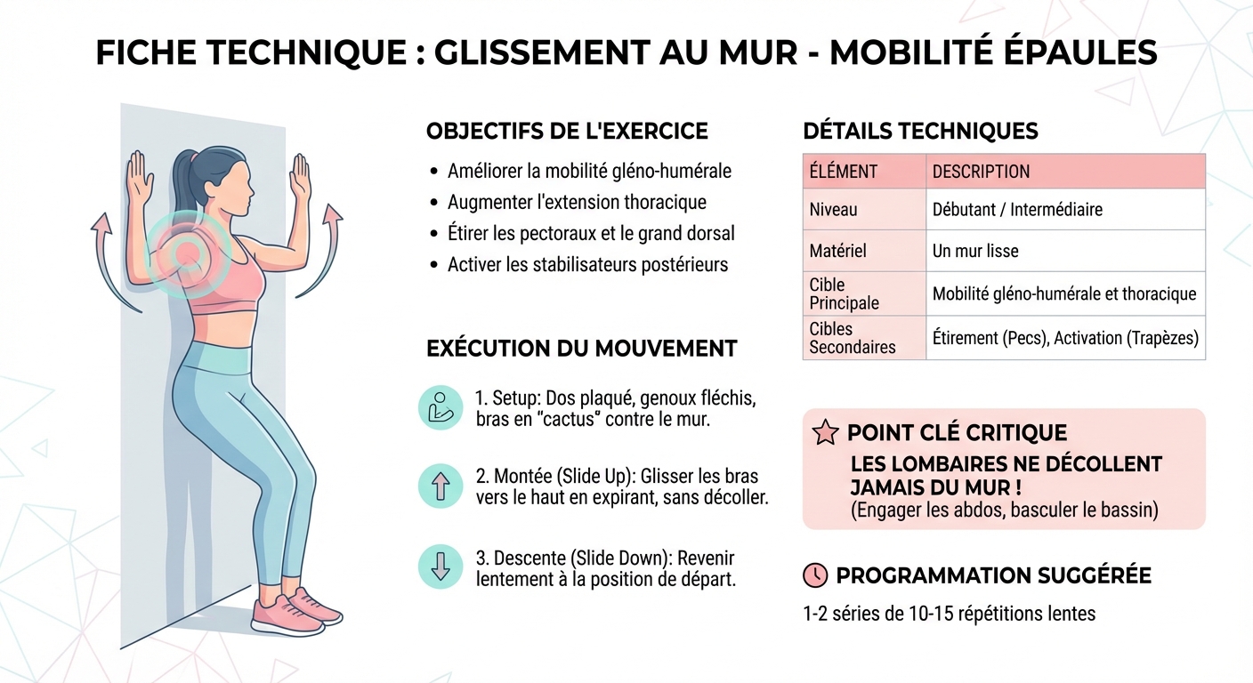 Exercice wall slides mobilité épaules