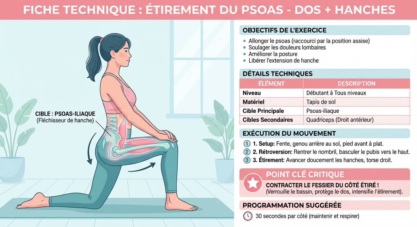 Exercice étirement psoas