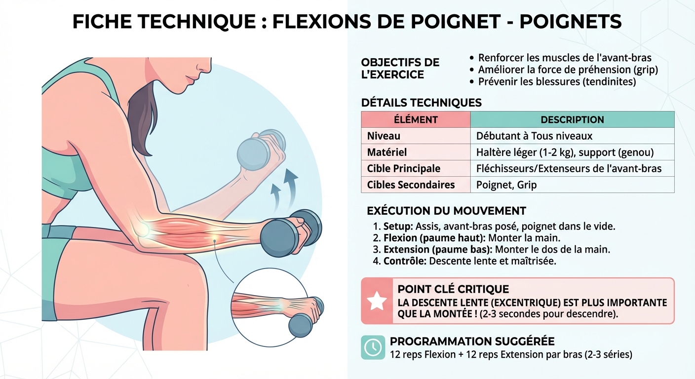 Exercice wrist curls poignets